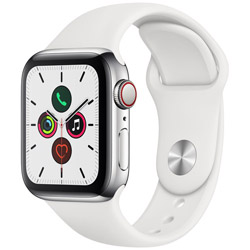 Apple Watch Series 5（GPS + Cellularモデル）- 40mm ステンレススチールケースとスポーツバンド ホワイト - S/M & M/L   MWX42J/A