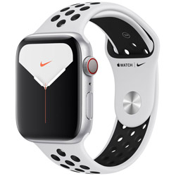 Apple Watch Nike Series 5（GPS + Cellularモデル）- 44mm シルバーアルミニウムケースとNikeスポーツバンド ピュアプラチナム/ブラック - S/M & M/L  シルバーアルミニウムケース MX3E2J/A