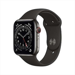 Apple Watch Series 6（GPS + Cellularモデル） 44mm グラファイトステンレススチールケースとブラックスポーツバンド[レギュラー]   M09H3J/A