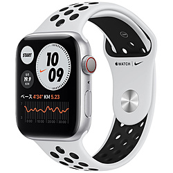 Apple Watch Nike Series 6（GPS + Cellularモデル） 44mm シルバーアルミニウムケースとピュアプラチナム/ブラックNikeスポーツバンド[レギュラー]   M09W3J/A