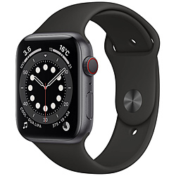 Apple Watch Series 6（GPS + Cellularモデル） 44mm スペースグレイアルミニウムケースとブラックスポーツバンド[レギュラー]   MG2E3J/A