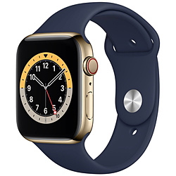 Apple Watch Series 6（GPS + Cellularモデル） 44mm ゴールドステンレススチールケースとディープネイビースポーツバンド   MJXN3J/A