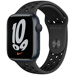 Apple Watch Series7 Nike GPS 45mm ミッドナイトアルミニウムケース アンスラサイト／ブラックNIKEスポーツバンド MKNC3J/A
