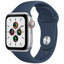 Apple Watch SE（GPS+Cellularモデル）40mmシルバーアルミニウムケースとアビスブルースポーツバンド  シルバーアルミニウム MKQV3J/A