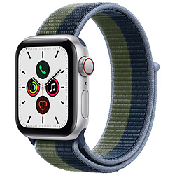 Apple Watch SE（GPS+Cellularモデル）40mmシルバーアルミニウムケースとアビスブルー/モスグリーンスポーツループ  シルバーアルミニウム MKQW3J/A