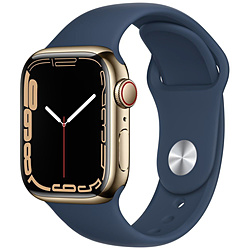 Apple Watch Series 7（GPS + Cellularモデル）- 41mmゴールドステンレススチールケースとアビスブルースポーツバンド - レギュラー  ゴールドステンレススチール MN9K3J/A