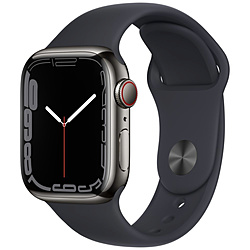 Apple Watch Series 7（GPS + Cellularモデル）- 41mmグラファイトステンレススチールケースとミッドナイトスポーツバンド - レギュラー  グラファイトステンレススチール MNC23J/A