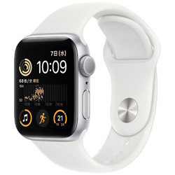 Apple Watch SE（GPSモデル）- 40mmシルバーアルミニウムケースとホワイトスポーツバンド - レギュラー  シルバーアルミニウム MNJV3J/A