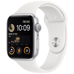 Apple Watch SE（GPSモデル）- 44mmシルバーアルミニウムケースとホワイトスポーツバンド - レギュラー  シルバーアルミニウム MNK23J/A