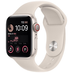 Apple Watch SE（GPS + Cellularモデル）- 40mmスターライトアルミニウムケースとスターライトスポーツバンド - レギュラー  スターライトアルミニウム MNPH3J/A