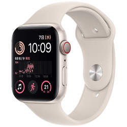 Apple Watch SE（GPS + Cellularモデル）- 44mmスターライトアルミニウムケースとスターライトスポーツバンド - レギュラー  スターライトアルミニウム MNPT3J/A