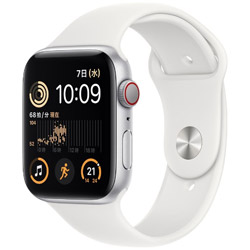 Apple Watch SE（GPS + Cellularモデル）- 44mmシルバーアルミニウムケースとホワイトスポーツバンド - レギュラー  シルバーアルミニウム MNQ23J/A