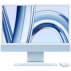 Apple(アップル) 24インチiMac Retina 4.5Kディスプレイモデル: 8コアCPUと8コアGPUを搭載したApple M3チップ, 256GB SSD - ブルー  ブルー MQRC3J/A ［23.5型 /メモリ：8GB /SSD：256GB /2023年11月モデル］
