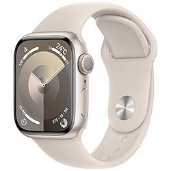 Apple(苹果)Apple Watch Series 9(GPS型号)-41mm星光铝包和星光运动带-S/M星光铝MR8T3J/A