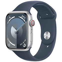 Apple Watch Series 9（GPS + Cellularモデル）- 45mmシルバーアルミニウムケースとストームブルースポーツバンド - S/M  シルバーアルミニウム MRMG3J/A