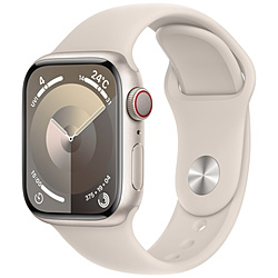 Apple(アップル) Apple Watch Series 9（GPS + Cellularモデル）- 41mmスターライトアルミニウムケースとスターライトスポーツバンド - S/M  スターライトアルミニウム MRHN3J/A ※発売日以降のお届け