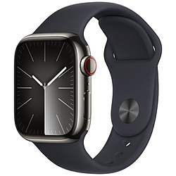Apple(アップル) Apple Watch Series 9（GPS + Cellularモデル）- 41mmグラファイトステンレススチールケースとミッドナイトスポーツバンド - M/L  グラファイトステンレススチール MRJ93J/A ※発売日以降のお届け
