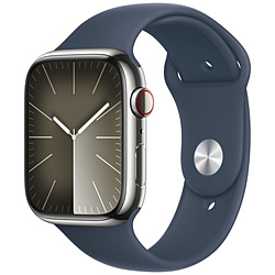 Apple(アップル) Apple Watch Series 9（GPS + Cellularモデル）- 45mmシルバーステンレススチールケースとストームブルースポーツバンド - M/L  シルバーステンレススチール MRMP3J/A ※発売日以降のお届け