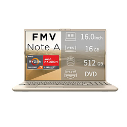 FUJITSU(�x�m�ʁj FMV NoteA A75-L2 FMV �x�[�W���S�[���h FMVA75L2GA �m16.0�^ /Windows11 Home /AMD Ryzen 7 /�������F16GB /SSD�F512GB /M365 (24����) or O