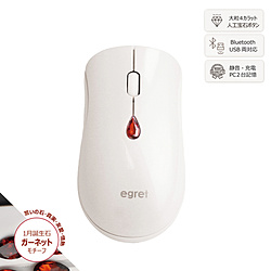 ビジネスハーモニー マウス 「SweetiE」EGRET(イーグレット)人工宝石ボタン付 ガーネット/パールホワイト EM23-SJ-1 ［光学式 /無線(ワイヤレス) /6ボタン /Bluetooth・USB］