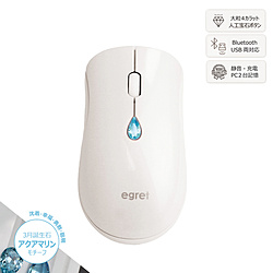 ビジネスハーモニー マウス 「SweetiE」EGRET(イーグレット)人工宝石ボタン付 アクアマリン/パールホワイト EM23-SJ-3 ［光学式 /無線(ワイヤレス) /6ボタン /Bluetooth・USB］