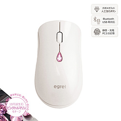 ビジネスハーモニー マウス 「SweetiE」EGRET(イーグレット)人工宝石ボタン付 ピンクトルマリン/パールホワイト EM23-SJ-10 ［光学式 /無線(ワイヤレス) /6ボタン /Bluetooth・USB］
