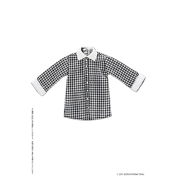 ピコニーモ用ウェア 1/12  ロングシャツ ブラックギンガム×ホワイト　ドールウェア