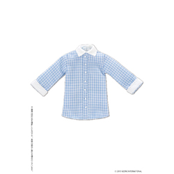ピコニーモ用ウェア 1/12  ロングシャツ サックスギンガム×ホワイト　ドールウェア