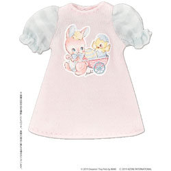 ピコニーモ用ウェア 1/12 イースターTシャツワンピース 〜by MAKI〜 ピンク×ミントグリーン　ドールウェア