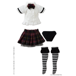 ピコニーモ用ウェア 1/12 BlackRaven Luluna ドレスセット ホワイト×チェック　ドールウェア
