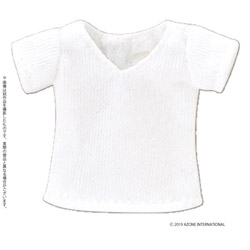 ピコニーモ用ウェア1/12 VネックTシャツ ホワイト ドールウェア