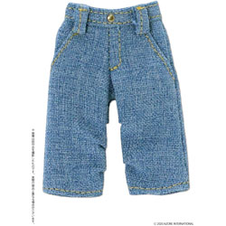 供1/12 pikonimo使用的粗斜纹布半裤子蓝色多尔服装