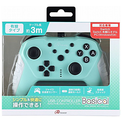 Switch/PC�p USB�R���g���[�� �x�[�V�J�� �I�p�[���O���[�� ANS-SW161OG