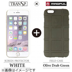 iPhone 6 Plus用　Field Case オリーブドラブグリーン × SCREEN PROTECTOR ホワイト　MAGPUL