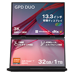 GPD(W[s[fB[) m[gp\R GPD DUO(2) ubN GPDDUO88-3210R m18.0^ /Windows11 Home /AMD Ryzen 7 /F32GB /SSDF1TB / /pŃL[{[h /2024N12fn