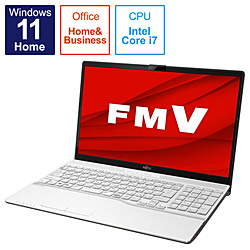 ノートパソコン LIFEBOOK AH50/G プレミアムホワイト FMVA500GW2 ［15.6型 /Windows11 Home /intel Core i7 /メモリ：8GB /SSD：256GB /Office HomeandBusiness /日本語版キーボード /2022年11月モデル］