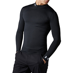 メンズ コンプレッションフィット ベースレイヤー UA Iso-Chill Compression Long Sleeve Mock(LGサイズ/Black×Mod Gray)1353520-001 UNDER ARMOUR BLK/MGA 1353520
