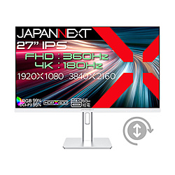 JAPANNEXT JN-IPS27G1836UF-HSPC6 USB-C接続 ゲーミングモニター ホワイト ［27型 /4K(3840×2160） /ワイド /180Hz］