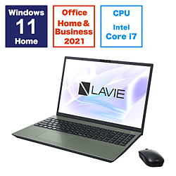 ノートパソコン LAVIE N16(N1670/HAE) オリーブグリーン PC-N1670HAE ［16.0型 /Windows11 Home /intel Core i7 /メモリ：16GB /SSD：256GB /Office HomeandBusiness /日本語版キーボード /2024年春モデル］