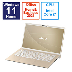 ノートパソコン VAIO F14 サテンゴールド VJF14190211N ［14.0型 /Windows11 Home /intel Core i7 /メモリ：16GB /SSD：512GB /Office HomeandBusiness /日本語版キーボード /2023年6月モデル］