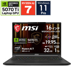 MSI(GGXAC) Q[~Om[gp\R Stealth A16 AI+ A3XW(RTX 5070 Ti) RAubN Stealth-A16-AI+A3HWHG-6459JP [16.0^ /Windows11 Pro /AMD Ryzen 7 /F32GB /SSDF1TB /2025N4f] ysof001z