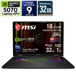 MSI(�G���G�X�A�C) Crosshair-18-HX-AI-A2XWGXKG-2680JP �Q�[�~���O�m�[�g�p�\�R�� �m18.0�^ /Windows11 Home /intel Core Ultra 9 /�������F32GB /SSD�F1TB /Offic