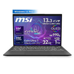 MSI(GGXAC) m[gp\R MSI XeOC Prestige-13-AI-Evo-A2HMG-5579JP m13.3^ /Windows11 Pro /intel Core Ultra 7 /F32GB /SSDF1TB / 