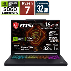 MSI(�G���G�X�A�C) �Q�[�~���O�m�[�g�p�\�R�� Crosshair A16 HX E8W(RTX 5060) �u���b�N Crosshair-A16-HX-E8WFK-2719JP [16.0�^ /Windows11 Home /AMD Ryzen 7 /�������F32GB /SSD�F1TB /2026�N6�����f��]