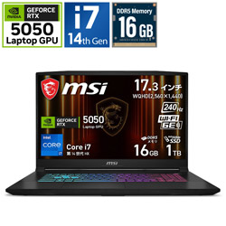 MSI(�G���G�X�A�C) Katana-17-HX-B14WEK-6569JP �Q�[�~���O�m�[�g�p�\�R�� Katana 17 HX B14W(RTX 5050) �u���b�N �m17.3�^ /Windows11 Home /intel Core i7 /�������F