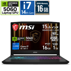 MSI(�G���G�X�A�C) Katana-15-HX-B14WFK-3269JP �Q�[�~���O�m�[�g�p�\�R�� Katana 15 HX B14W(RTX 5060) �u���b�N �m15.6�^ /Windows11 Home /intel Core i7 /�������F16GB /SSD�F1TB /���{��ŃL�[�{�[�h /2026�N2�����f���n