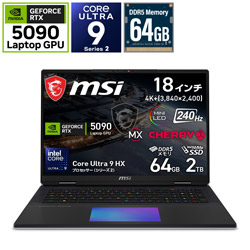 MSI(�G���G�X�A�C) �Q�[�~���O�m�[�g�p�\�R�� Titan 18 HX A2W(RTX 5090) �R�A�u���b�N Titan-18-HX-A2WJ-2600JP [18.0�^ /Windows11 Pro /intel Core Ultra 9 /�������F64GB /SSD�F2TB /�p��ŃL�[�{�[�h /2026�N6�����f��]