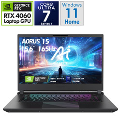 ゲーミングノートパソコン AORUS 15 BKG-13JP764SH(RTX 4060)  ［15.6型 /Windows11 Home /intel Core Ultra 7 /メモリ：32GB /SSD：1TB /無し /日本語版キーボード /2024年9月モデル］