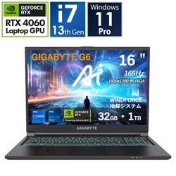 ゲーミングノートパソコン G6 2004(RTX 4060) G6 KF-H3JP864KP ブラック ［16.0型 /Windows11 Pro /intel Core i7 /メモリ：32GB /SSD：1TB /無し /日本語版キーボード /2024年11月モデル］