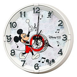 リズム時計 掛け時計 8MG817MC72 ディズニー ミッキーマウス 100周年 限定モデル  白